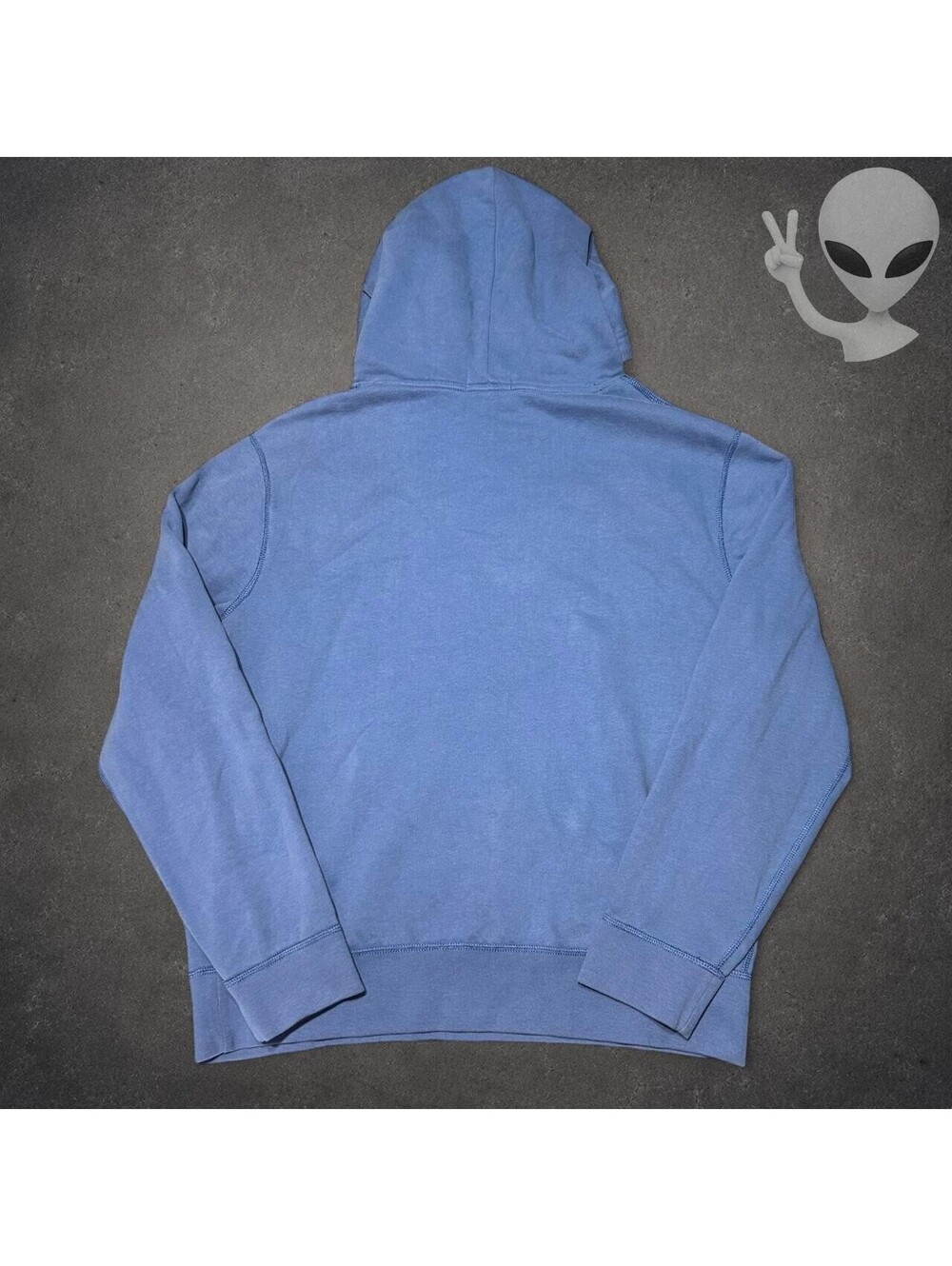 Polo Ralph Lauren Spellout Hoodie Mens US L Blue Pullover Fleece Sweatshirt - Picture 5 of 6